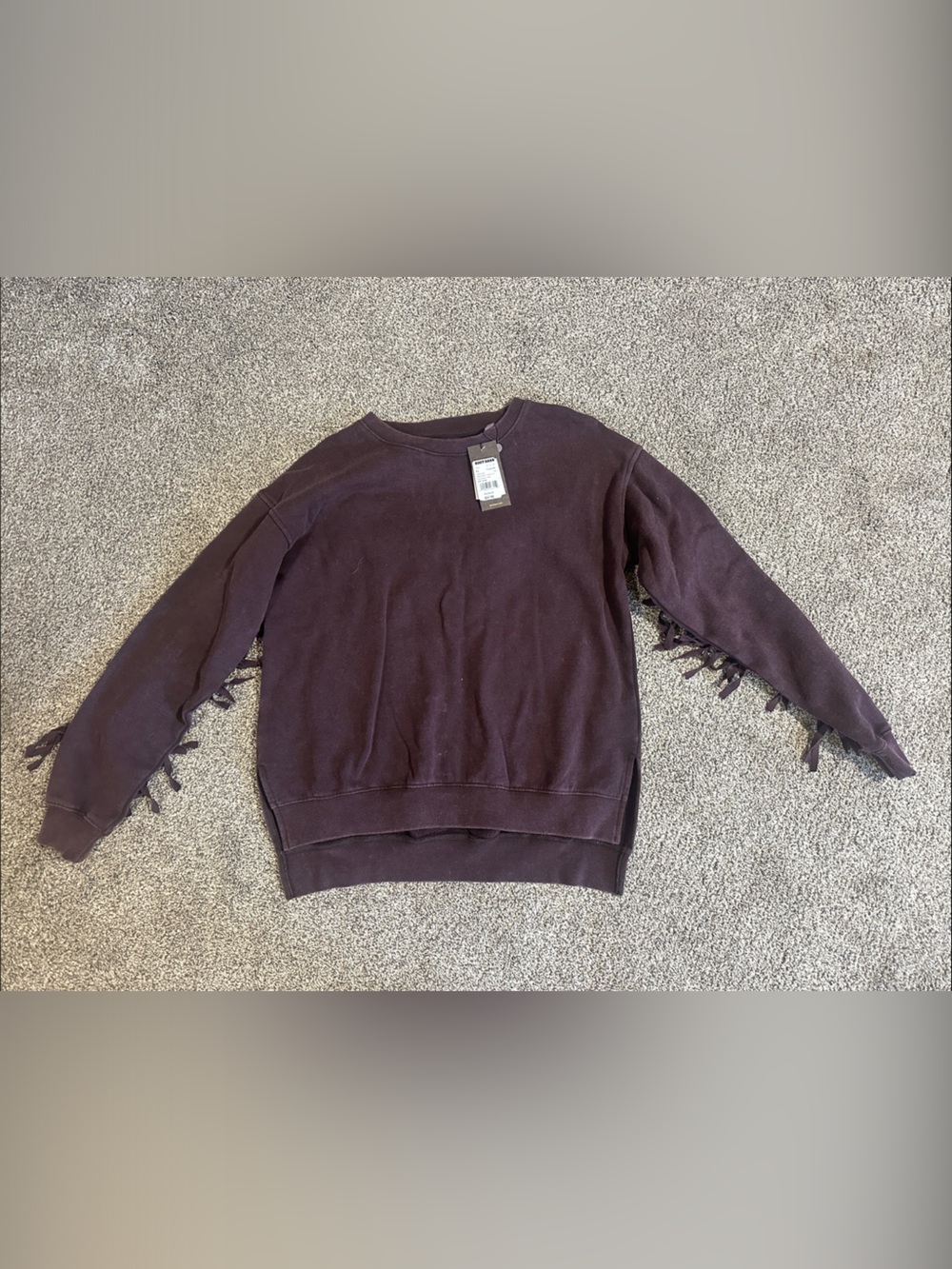 Shyanne Dark Purple Fringe Detail Women's Sweater